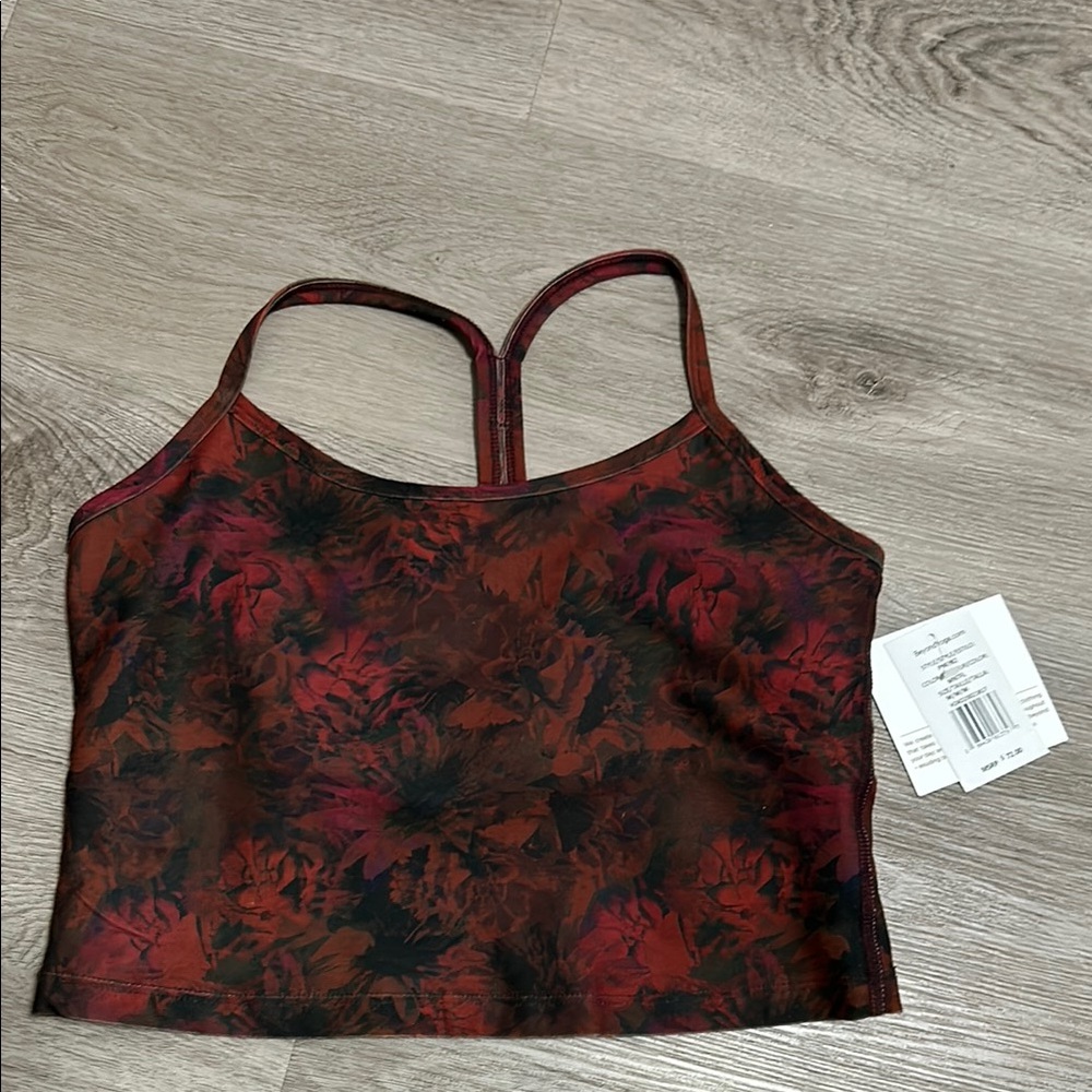 Beyond Yoga Red and Black Floral Crop Top
